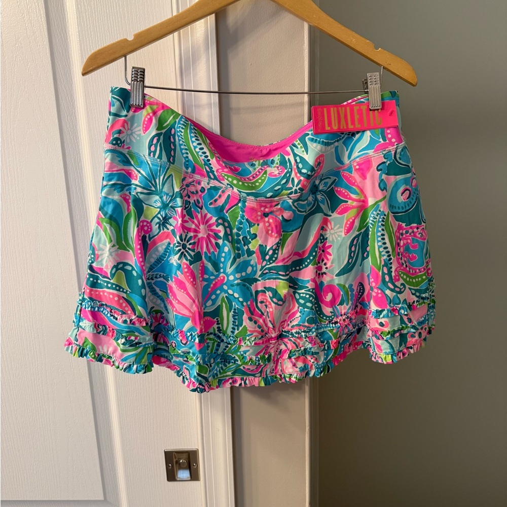 Lilly Pulitzer Turquoise Oasis Floral Skort in Pink & Teal
